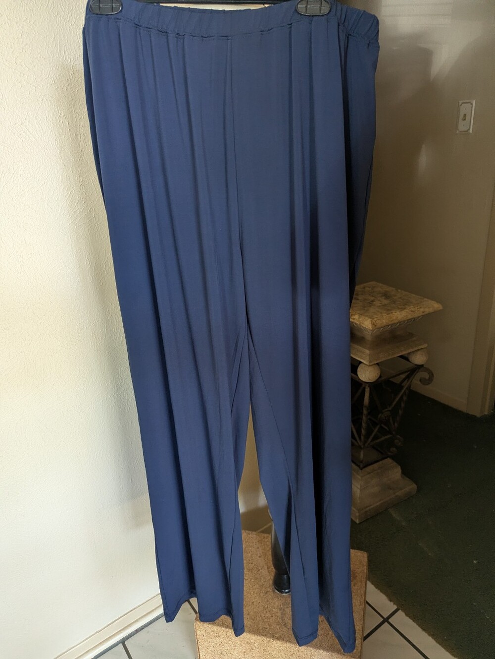 Catherines Navy Wide-Leg Pull-On Pants
